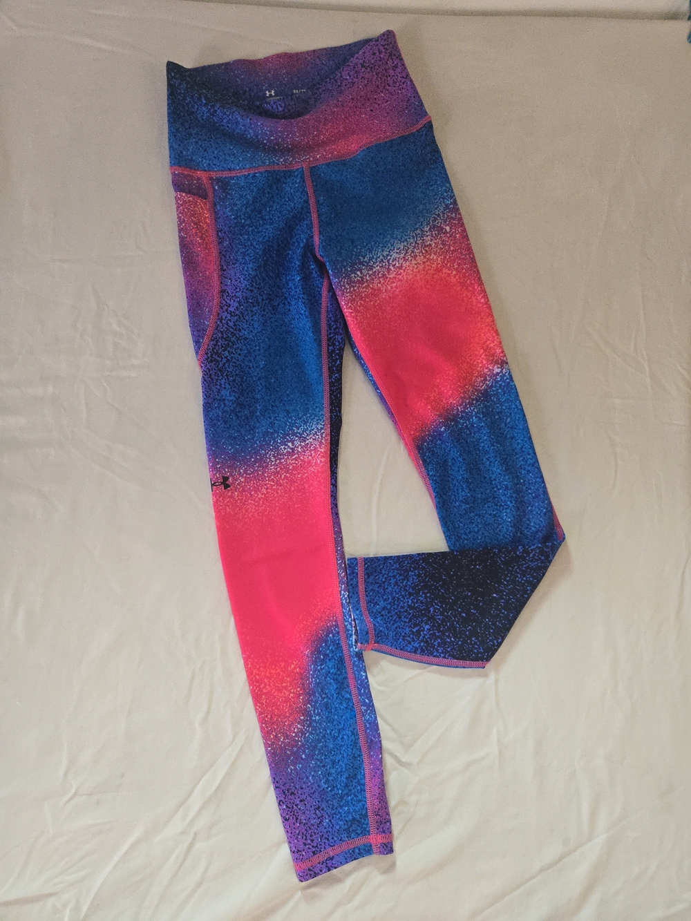 Under Armour Girls Blue & Pink Gradient Performance Leggings